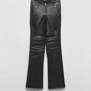 Zara zipper faux leather pants padded knees size large